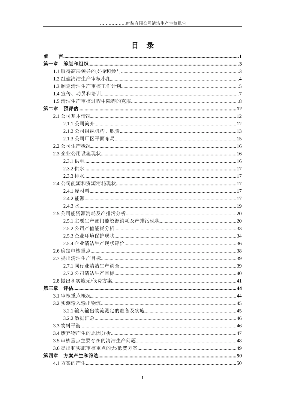05XX时装有限公司清洁生产审核报告_第1页