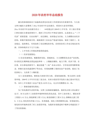 2020年农村半年总结报告 