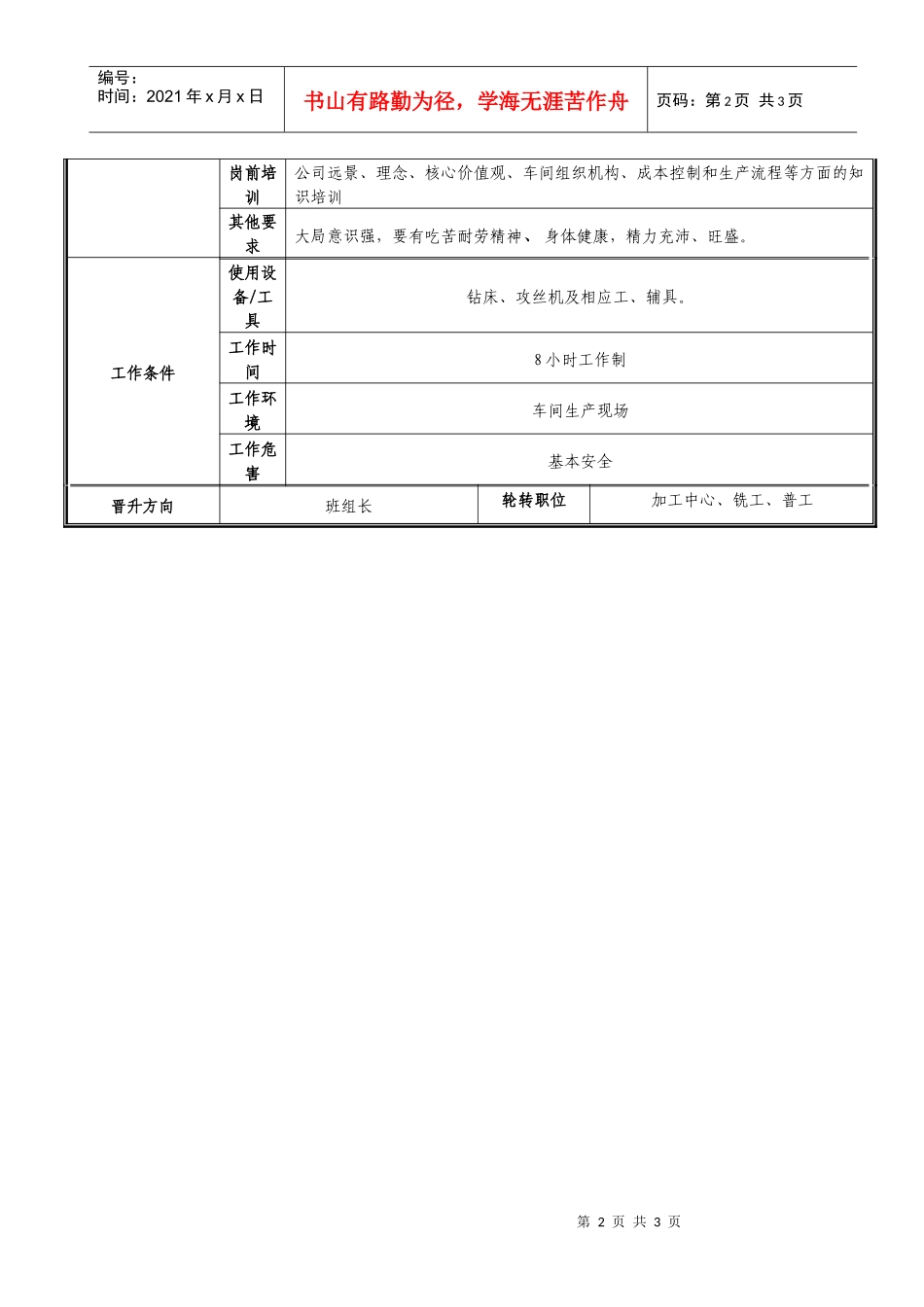 车间钳工职位说明书_第2页