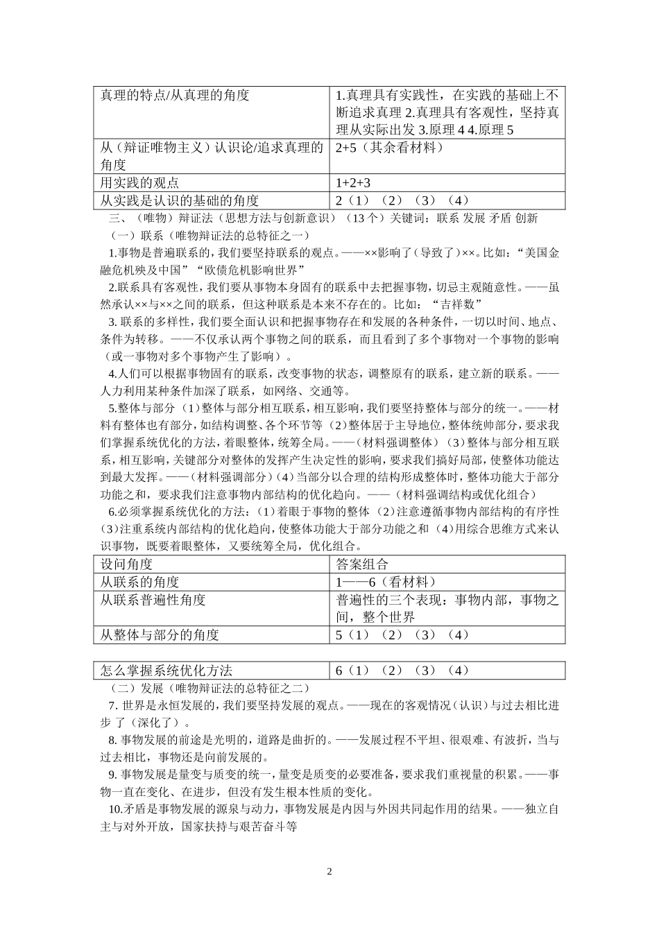 高中政治必修四生活与哲学答题方法解析_第2页