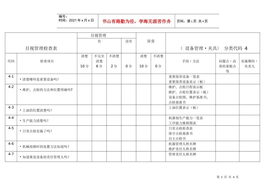 5S设备管理、夹具目视检查表_第1页