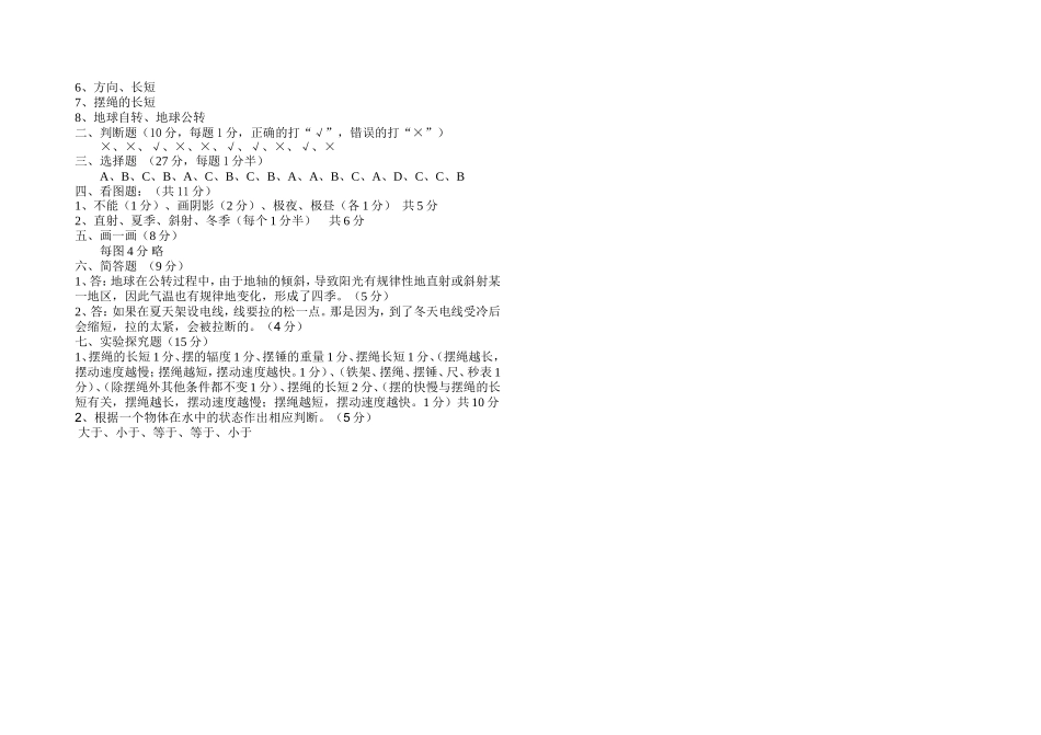 五年级下册科学期末模拟试卷（20105）_第3页