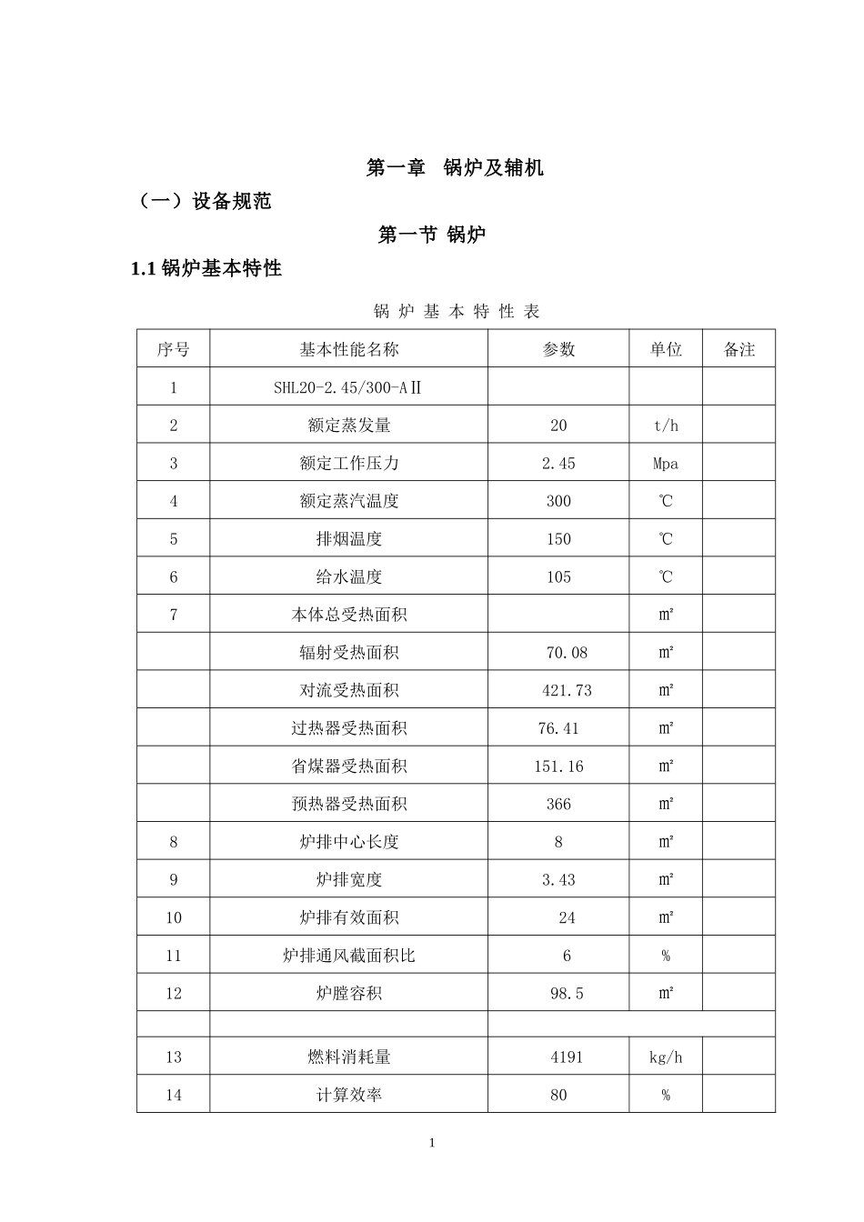设备性能规范之锅炉及辅机_第1页