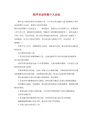 程序员试用期个人总结 