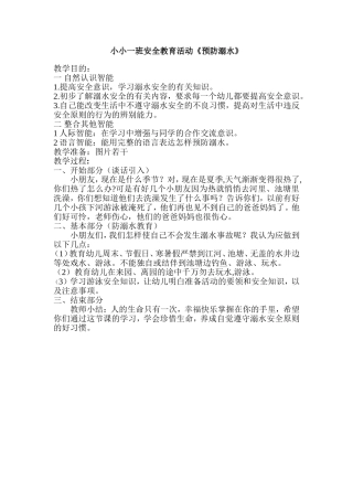 小小一班安全教育活动《预防溺水》