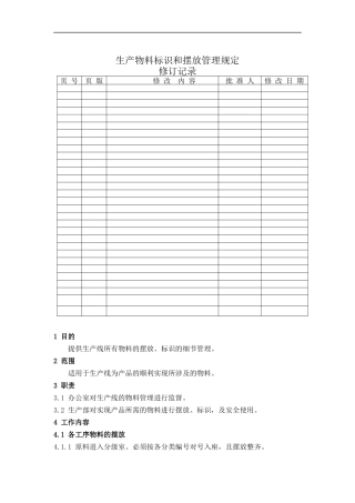 生产物料标识和摆放管理规定