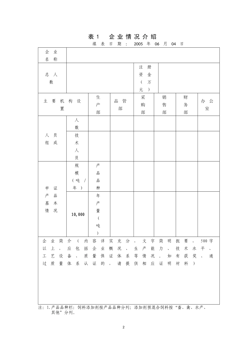 饲料添加剂生产许可证申请书_第3页