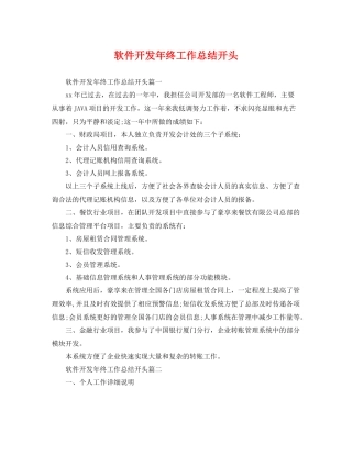 软件开发年终工作总结开头 
