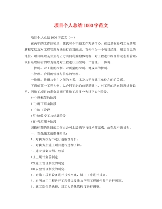 项目个人总结1000字范文 