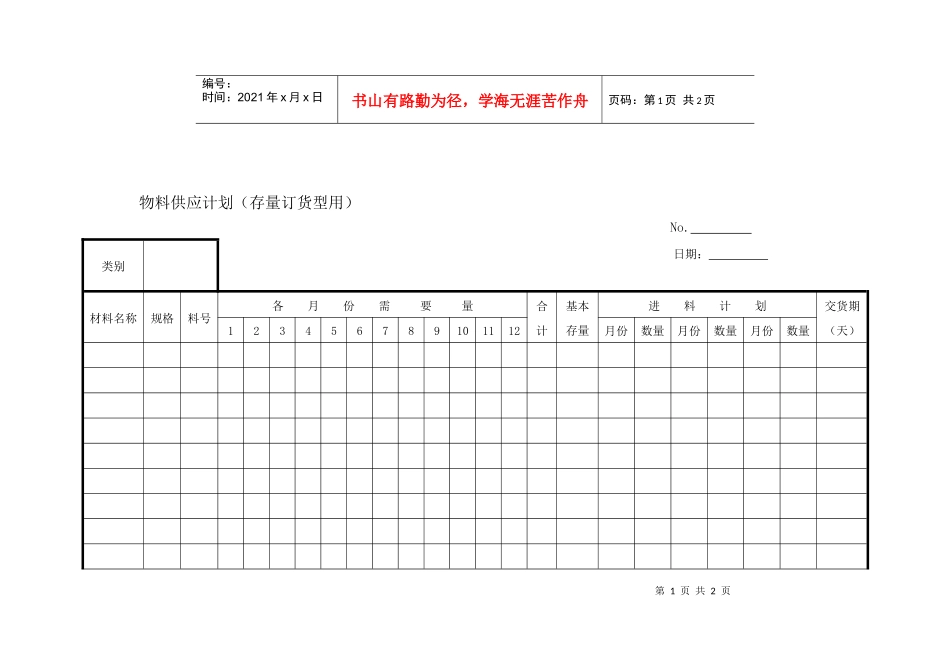 物料供应计划（存量订货型用）(1)_第1页
