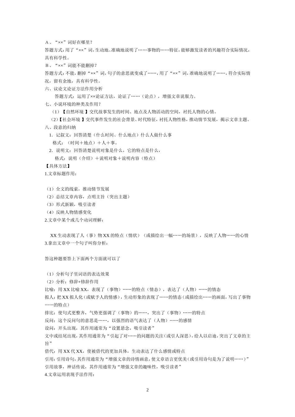 初中语文答题方法集成_第2页