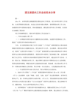 团支部团内工作总结范本分享 