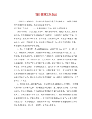 项目管理工作总结 