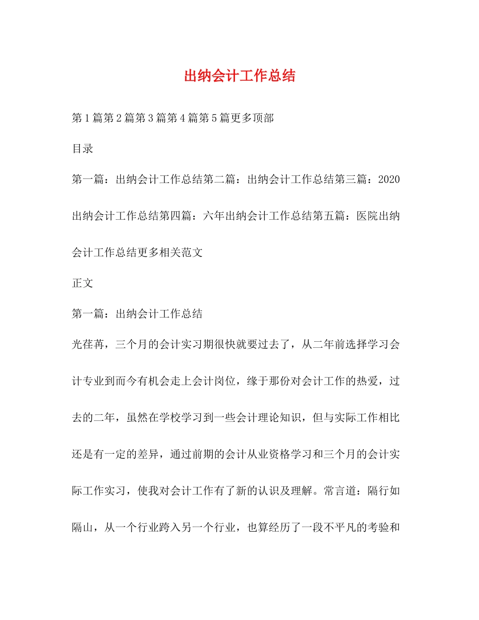 出纳会计工作总结 _第1页