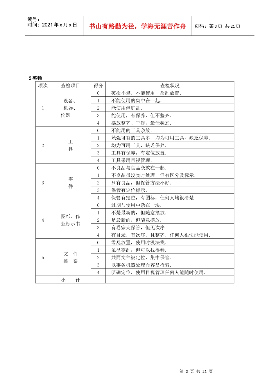 6S检查表 Word 文档_第3页