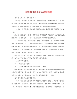 公司部门员工个人总结范例 