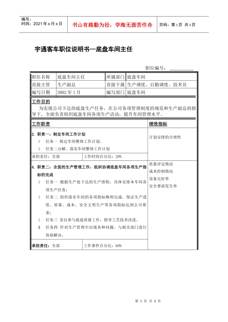 职位说明书-底盘车间主任_第1页