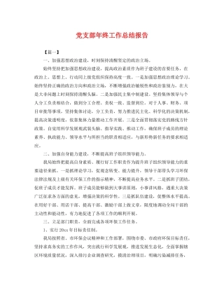 党支部年终工作总结报告 
