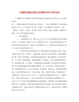乡镇劳动就业和社会保障2020年终总结 