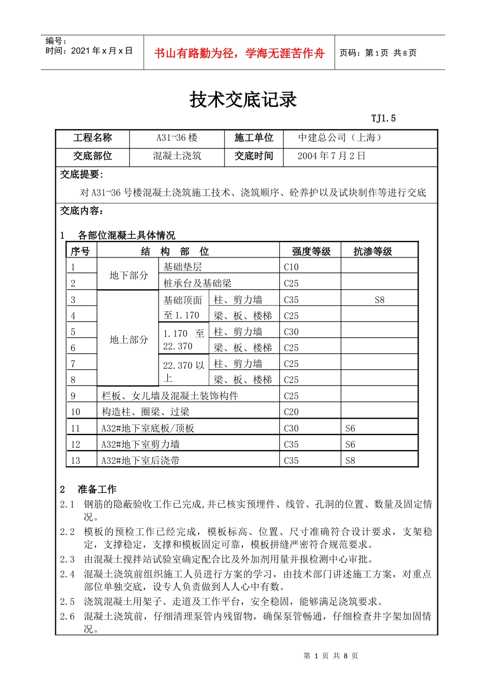 混凝土工程技术交底(技术)_第1页