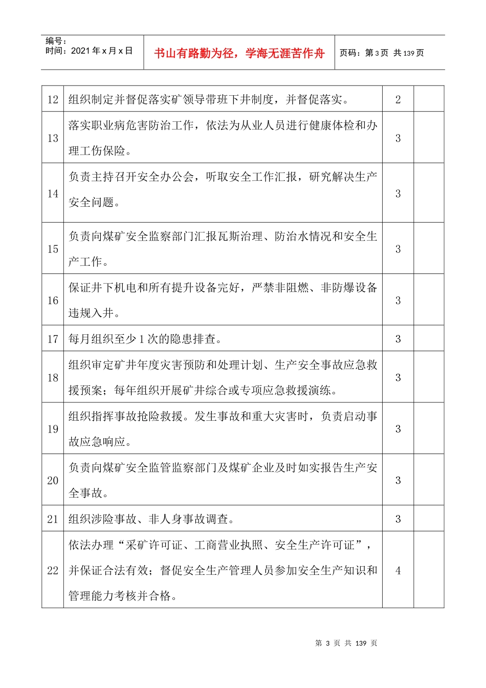 煤矿安全生产责任制考核标准_第3页
