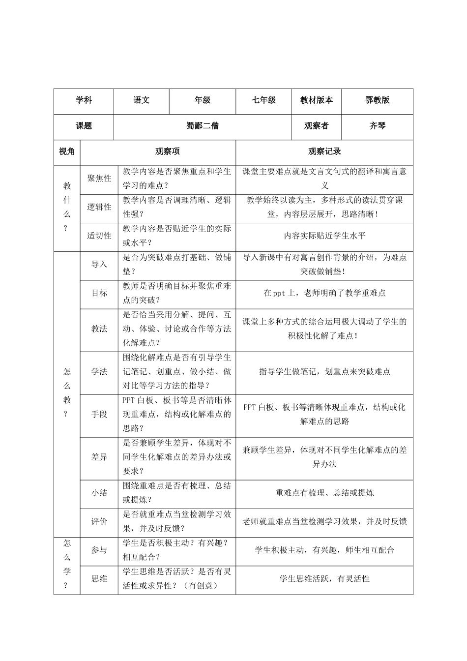 鄂教版语文文言文课堂评课_第2页