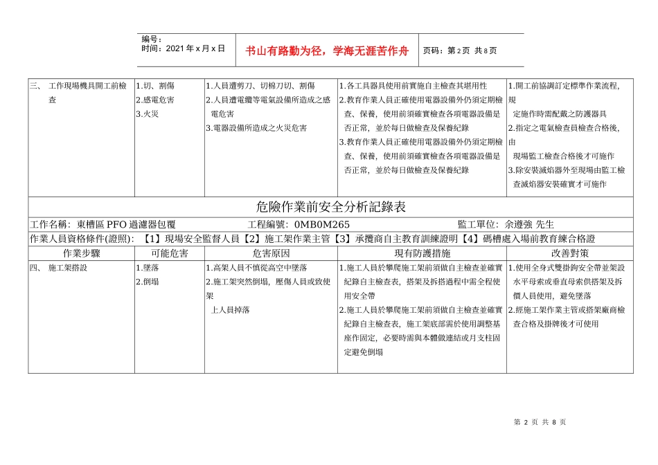 过滤器包覆危险作业安全分析_第2页