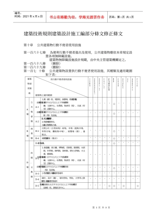 建筑技术规则建筑设计施工编部分条文修正条文