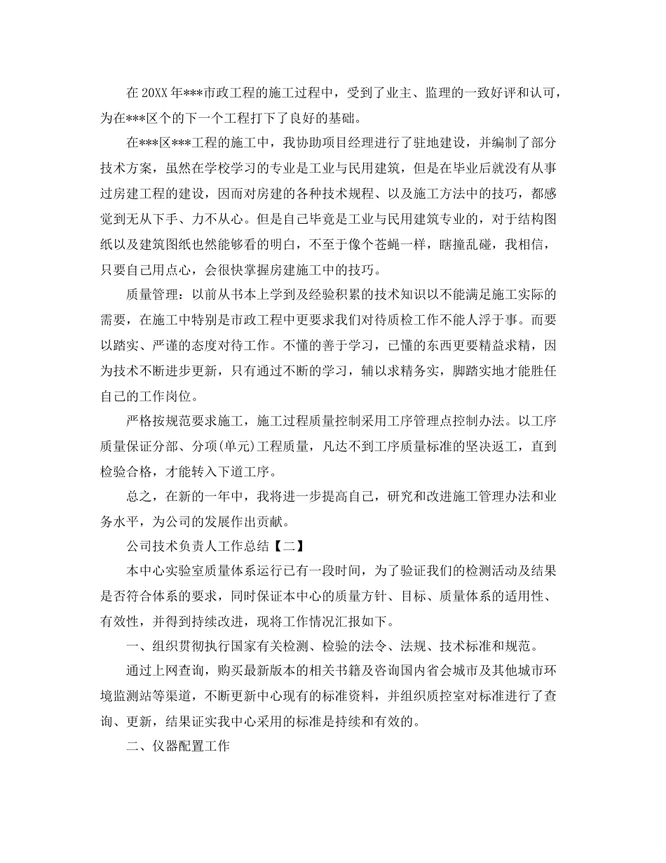 2020年公司技术负责人工作总结范文 _第2页