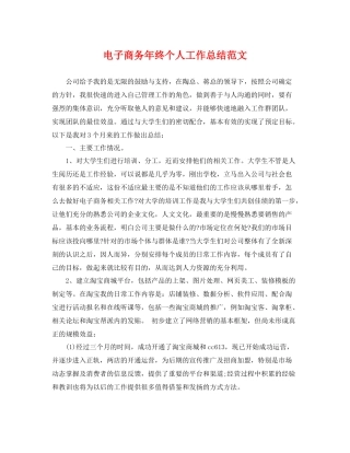 电子商务年终个人工作总结范文 
