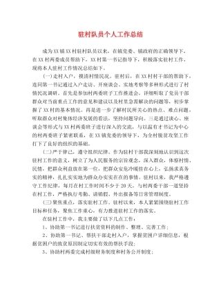 驻村队员个人工作总结 