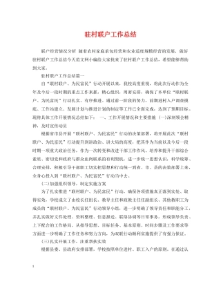 驻村联户工作总结 