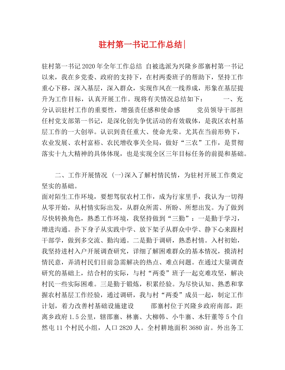 驻村第一书记工作总结- _第1页