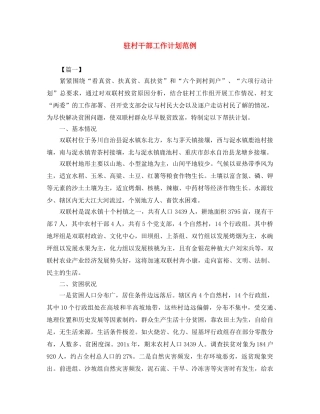 驻村干部工作计划范例 