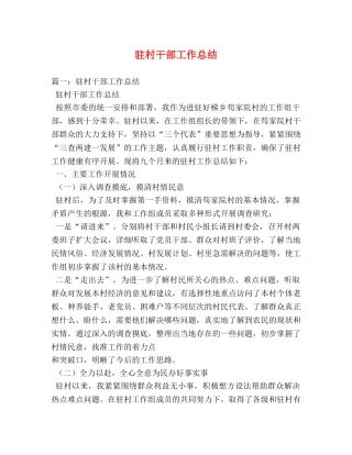驻村干部工作总结 
