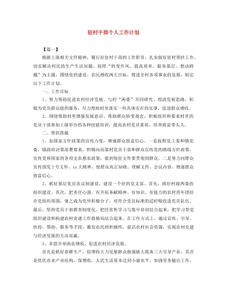 驻村干部个人工作计划 