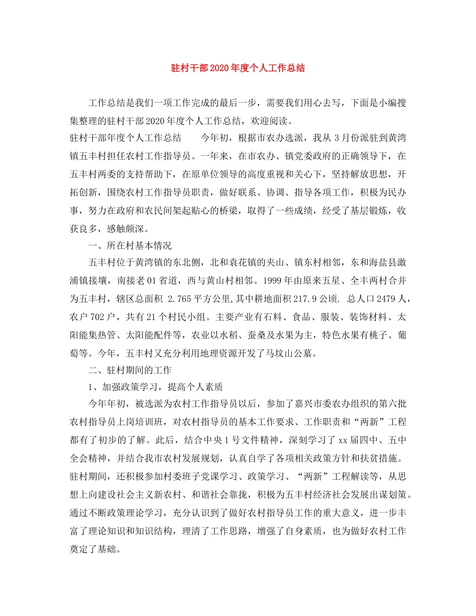 驻村干部2020年度个人工作总结(1) _第1页