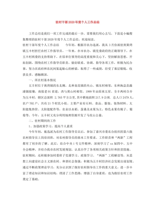 驻村干部2020年度个人工作总结(1) 