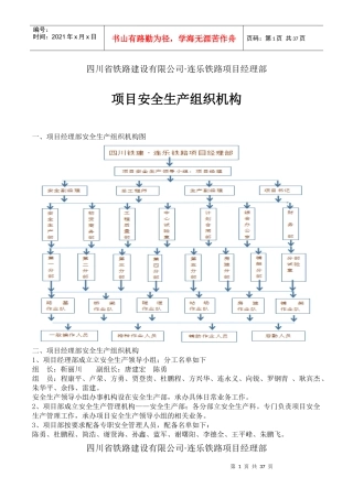 连乐项目安全生产组织机构与职责
