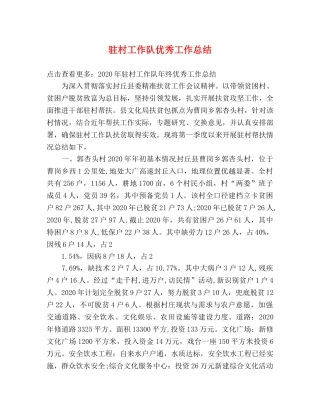 驻村工作队优秀工作总结 