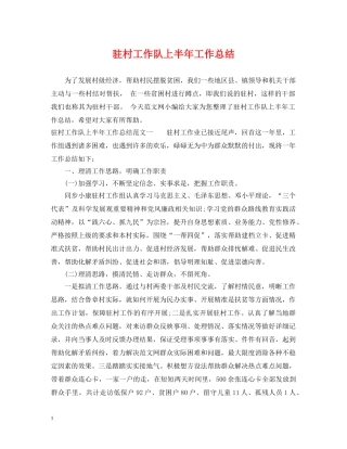 驻村工作队上半年工作总结 