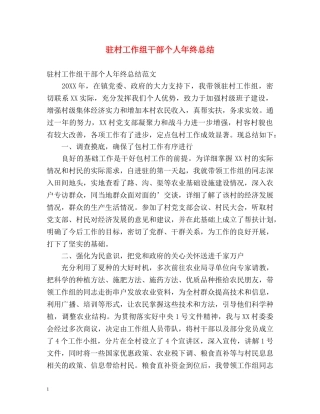 驻村工作组干部个人年终总结 