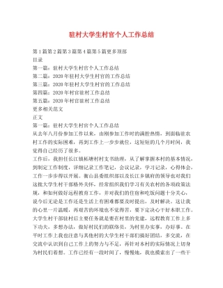 驻村大学生村官个人工作总结 