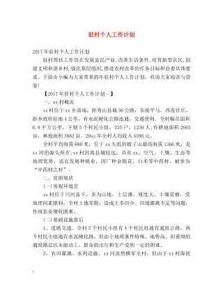 驻村个人工作计划 