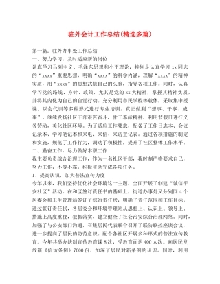 驻外会计工作总结(精选多篇) 