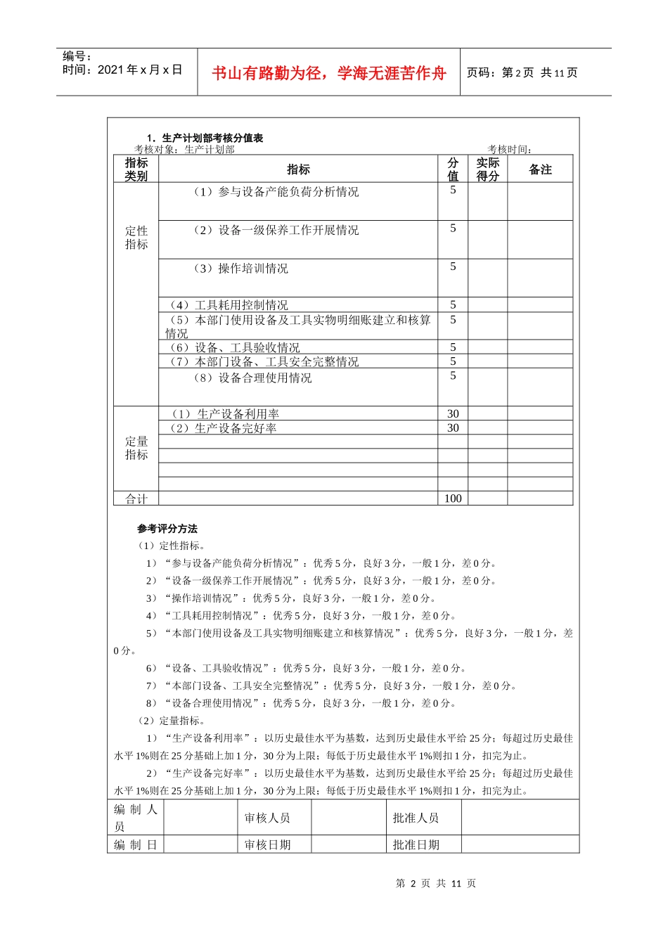 设备及工具管理考核考核方法_第2页