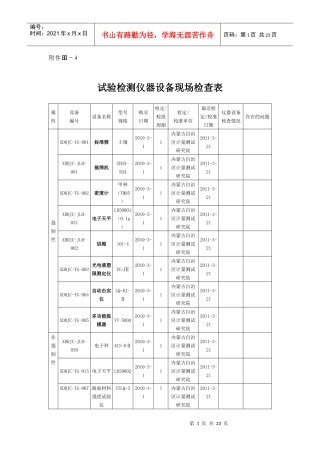试验检测仪器设备现场检查表汇编