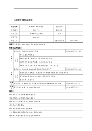 航材院熔铸中心冶炼班班长职务说明书