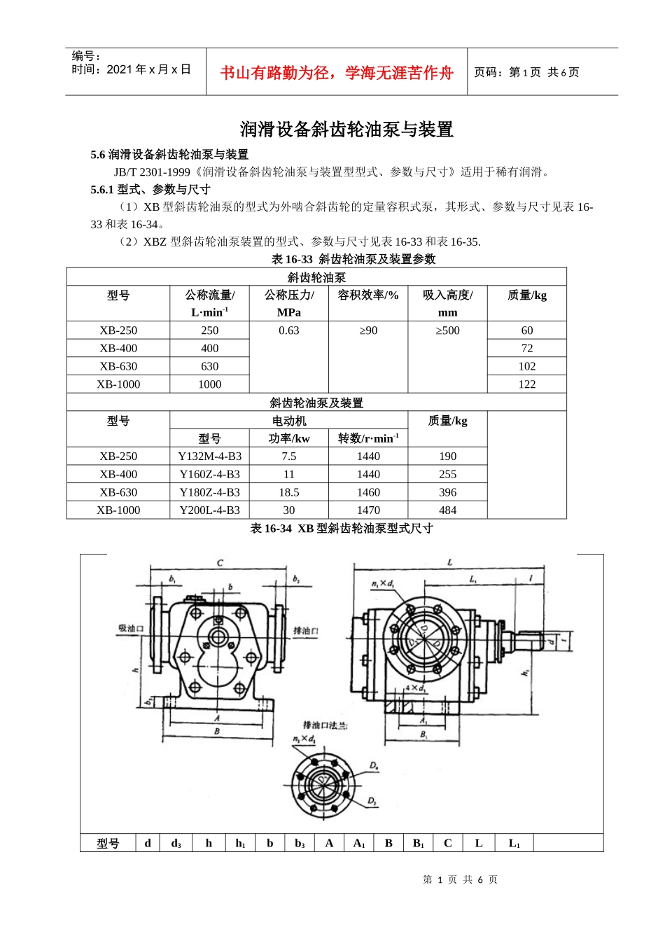 润滑设备斜齿轮油泵与装置_第1页