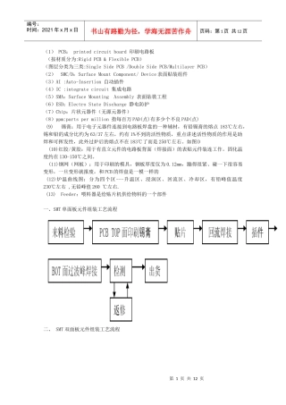 SMT生产流程及相关工艺简介